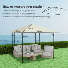 Outsunny 3 x 3(m) Gazebo Canopy Replacement, for 01-0867 - Cream - 3