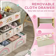 AIYAPLAY 3-Tier Kids Storage Unit with 9 Non-Woven Fabric Boxes for Toys, Books, for Bedroom, Nursery, Yellow - 5