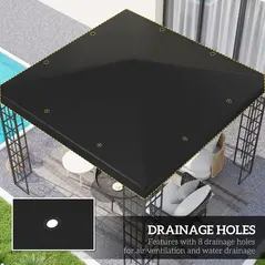 Outsunny 3 x 3(m) Gazebo Frame Replacement - Black - 4