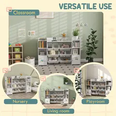 AIYAPLAY Kids Toy Organizers and Storage with 8 Removable Storage Bins and Bookshelf, White - 6