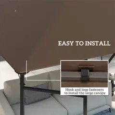 Outsunny 3 x 3(m) Gazebo Canopy Replacement Cover, Garden Gazebo Roof Replacement with Drain Holes, Water-resistant Plastic Coating, 370g/㎡, UPF30+, TOP COVER ONLY, Brown - 5