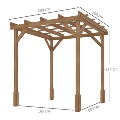 Outsunny 2 x 2 m Wooden Pergola Kit, Decorative Garden Gazebo Shelter with Stable Structure for Climbing Vines, Flowers, Dark Brown - 3