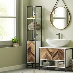 HOMCOM Tall Bathroom Cabinet with 3 Shelves, Slim Storage Cabinet with Adjustable Shelf, Narrow Tallboy Cupboard, Bathroom Storage Unit for Kitchen, Living Room, Hallway, 30 x 30 x 170 cm - 2