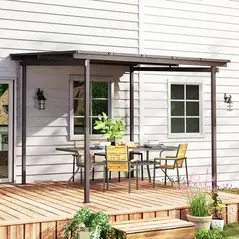 Outsunny 3 x 3(m) Garden Pergola with Waterproof Metal Roof, Lean to Pergola Hardtop Gazebo, Wind-resistant Outdoor Sun Shade, Easy to Assemble - 8