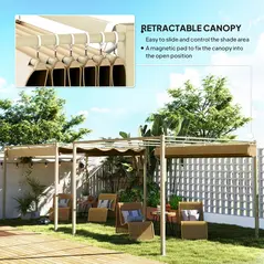 Outsunny 3 x 3m Retractable Roof Metal Pergola - Black - 4