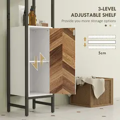 HOMCOM Tall Bathroom Cabinet with 3 Shelves, Slim Storage Cabinet with Adjustable Shelf, Narrow Tallboy Cupboard, Bathroom Storage Unit for Kitchen, Living Room, Hallway, 30 x 30 x 170 cm - 5