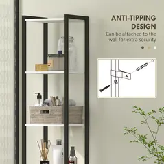 HOMCOM Tall Bathroom Cabinet with 3 Shelves, Slim Storage Cabinet with Adjustable Shelf, Narrow Tallboy Cupboard, Bathroom Storage Unit for Kitchen, Living Room, Hallway, 30 x 30 x 170 cm - 7