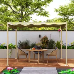 Outsunny 3 x 3m Retractable Roof Metal Pergola - Black - 8