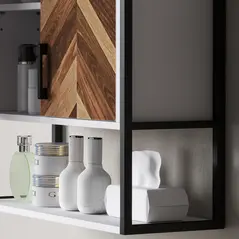 HOMCOM Bathroom Cabinet Wall Mounted, Bathroom Wall Cabinet Medicine Cabinet with 2 Doors, Adjustable Shelf, Walnut - 9