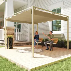 Outsunny 3 x 3m Retractable Roof Metal Pergola - Black - 2