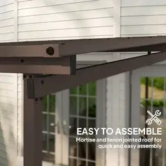 Outsunny 3 x 3(m) Garden Pergola with Waterproof Metal Roof, Lean to Pergola Hardtop Gazebo, Wind-resistant Outdoor Sun Shade, Easy to Assemble - 5