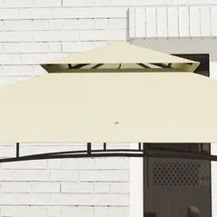 Outsunny 8' x 5' Grill Gazebo Canopy, Double Tiered Outdoor BBQ Gazebo Shelter with 2 Side Shelves, Storage Baskets, Hook for Garden, Patio, Barbecue, Picnic, Beige - 8