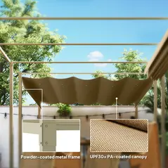 Outsunny 3 x 3m Retractable Roof Metal Pergola - Black - 6