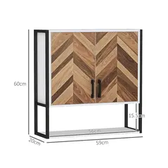 HOMCOM Bathroom Cabinet Wall Mounted, Bathroom Wall Cabinet Medicine Cabinet with 2 Doors, Adjustable Shelf, Walnut - 3