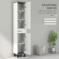HOMCOM 190cm Slim Bathroom Storage Cabinet - White - 5