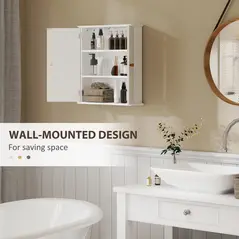 HOMCOM Bathroom Cabinet Wall Mounted, Bathroom Wall Cabinet Medicine Cabinet with 2 Doors, Adjustable Shelf, White - 4