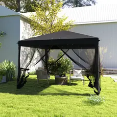 Outsunny 3 x 3 m Pop Up Gazebo, 420D Garden Tent Canopy with Removable Mesh Sidewall Netting, Carry Bag for Garden Patio Outdoor, Black - 7