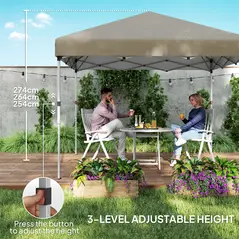 Outsunny 3 x 3 (M) Pop Up Gazebo, UPF 30+ with 2 Sidewalls, Leg Weight Bags and Wheeled Bag, Height Adjustable Party Tent Event Shelter for Garden, Patio, Khaki - 6