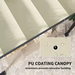 Outsunny 3 x 4m Aluminium Pergola, with Retractable Roof - Grey/Khaki - 5