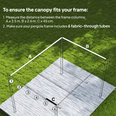Outsunny Retractable Pergola Cover, 3.5 x 2.6 m Replacement Canopy Fabric for 4 x 3 m Frame, Roof Top Only, Tan - 4