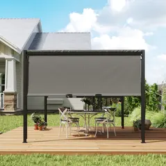 Outsunny 3 X 3 Meters Pergola with Sliding Roof, Garden Gazebo with Adjustable Sun Shade Canopy and Steel Frame, Charcoal Grey - 8