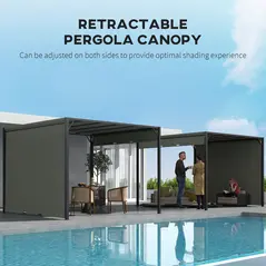 Outsunny 3 X 3 Meters Pergola with Sliding Roof, Garden Gazebo with Adjustable Sun Shade Canopy and Steel Frame, Charcoal Grey - 5