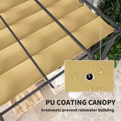 Outsunny 3 x 4m Aluminium Pergola, with Retractable Roof - Khaki - 5