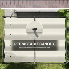 Outsunny 4 x 3(m) Metal Pergola with Retractable Roof, Garden Gazebo Canopy Shelter for Outdoor, Patio, Cream White - 6