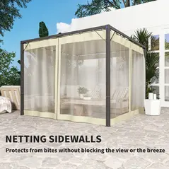 Outsunny 3 x 3m Aluminium Frame Pergola, with Retractable Roof - Khaki - 5