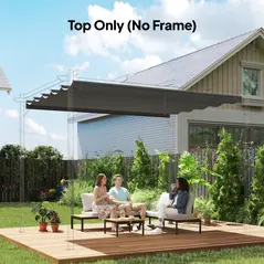 Outsunny Retractable Pergola Cover, 3.5 x 2.6 m Replacement Canopy Fabric for 4 x 3 m Frame, Roof Top Only, Light Grey - 2
