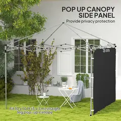 Outsunny 195 x 295cm Replacement Gazebo Sidewall - Black - 4