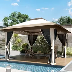 Outsunny 3.6 x 3.6m Pop-Up Gazebo, with Accessories - Beige - 9