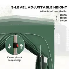Outsunny 3 x 3m Pop-Up Gazebo Shelter, with Accessories - Dark Green - 5