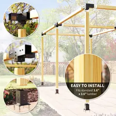 Outsunny 12PCS Pergola Kit, Pergola Brackets with 3-Way & 4-Way Corner Brackets for 9.6 x 9.6 cm (Actual 9.2 x 9.2 cm) Lumber - 5