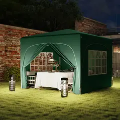 Outsunny 3 x 3m Pop-Up Gazebo Shelter, with Accessories - Dark Green - 8