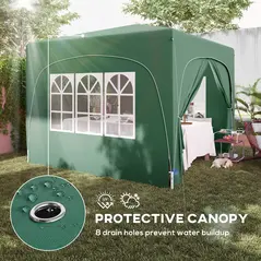 Outsunny 3 x 3m Pop-Up Gazebo Shelter, with Accessories - Dark Green - 6