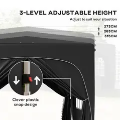 Outsunny 3 x 3m Pop-Up Gazebo Shelter, with Accessories - Black - 5