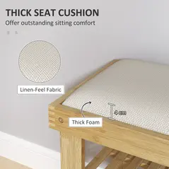 HOMCOM Bamboo Shoe Storage Bench, 3-Tier Shoe Bench with Seat Cushion, Shoe Rack for Entryway, Hallway, Living Room, Bedroom, Cream White - 4