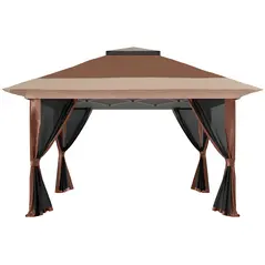 Outsunny 3.6 x 3.6m Pop-Up Gazebo, with Accessories - Brown - 9