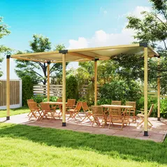Outsunny 12PCS Pergola Kit, Pergola Brackets with 3-Way & 4-Way Corner Brackets for 9.6 x 9.6 cm (Actual 9.2 x 9.2 cm) Lumber - 8