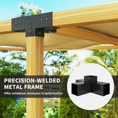 Outsunny 12PCS Pergola Kit, Pergola Brackets with 3-Way & 4-Way Corner Brackets for 9.6 x 9.6 cm (Actual 9.2 x 9.2 cm) Lumber - 6