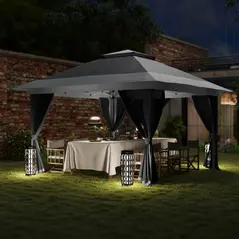 Outsunny 3.6 x 3.6m Pop-Up Gazebo, with Accessories - Grey - 9