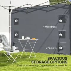 Outsunny 195 x 295cm Replacement Gazebo Sidewall - Grey - 5