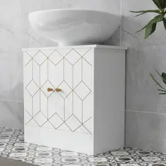 HOMCOM Under Sink Bathroom Cabinet, Under Sink Cabinet with Adjustable Shelf and Open Compartment for Basin with or without Pedestal, 60 x 30 x 60cm, White - 9