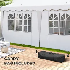 Outsunny 3 x 6m Pop Up Gazebo with Sides, UPF50+ Height Adjustable Marquee Party Tent, Wedding Canopy, Instant Event Shelter with Carry Bag and Sand Bags for Garden, White - 8