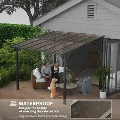 Outsunny 3 x 3(m) Metal Pergola with UPF 50+ and Waterproof Polycarbonate Roof, Wall-Mounted or Free Standing Garden Gazebo, Wind-resistant Outdoor Sun Shade, Dark Grey - 5