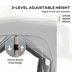 Outsunny 3 x 3m Pop-Up Gazebo Shelter, with Accessories - Light Grey - 5