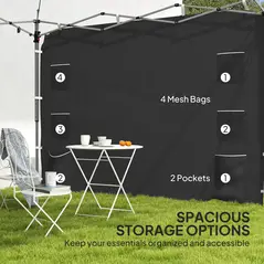 Outsunny 195 x 295cm Replacement Gazebo Sidewall - Black - 5