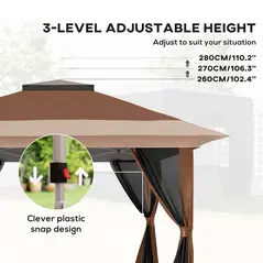 Outsunny 3.6 x 3.6m Pop-Up Gazebo, with Accessories - Brown - 5