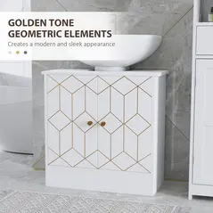 HOMCOM Under Sink Bathroom Cabinet, Under Sink Cabinet with Adjustable Shelf and Open Compartment for Basin with or without Pedestal, 60 x 30 x 60cm, White - 6